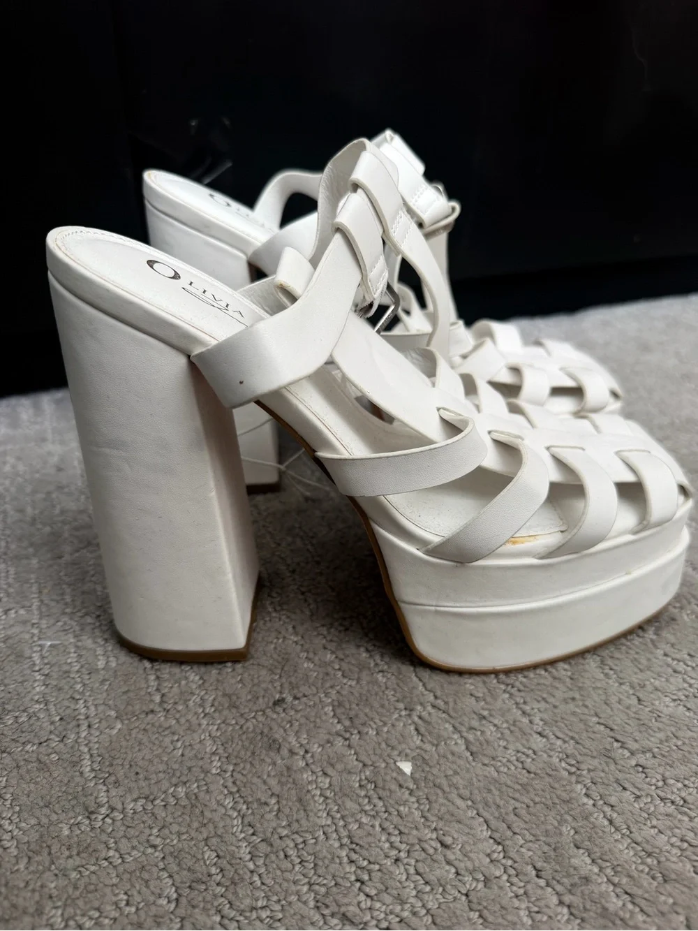 White Platform Strappy Heeled Sandals